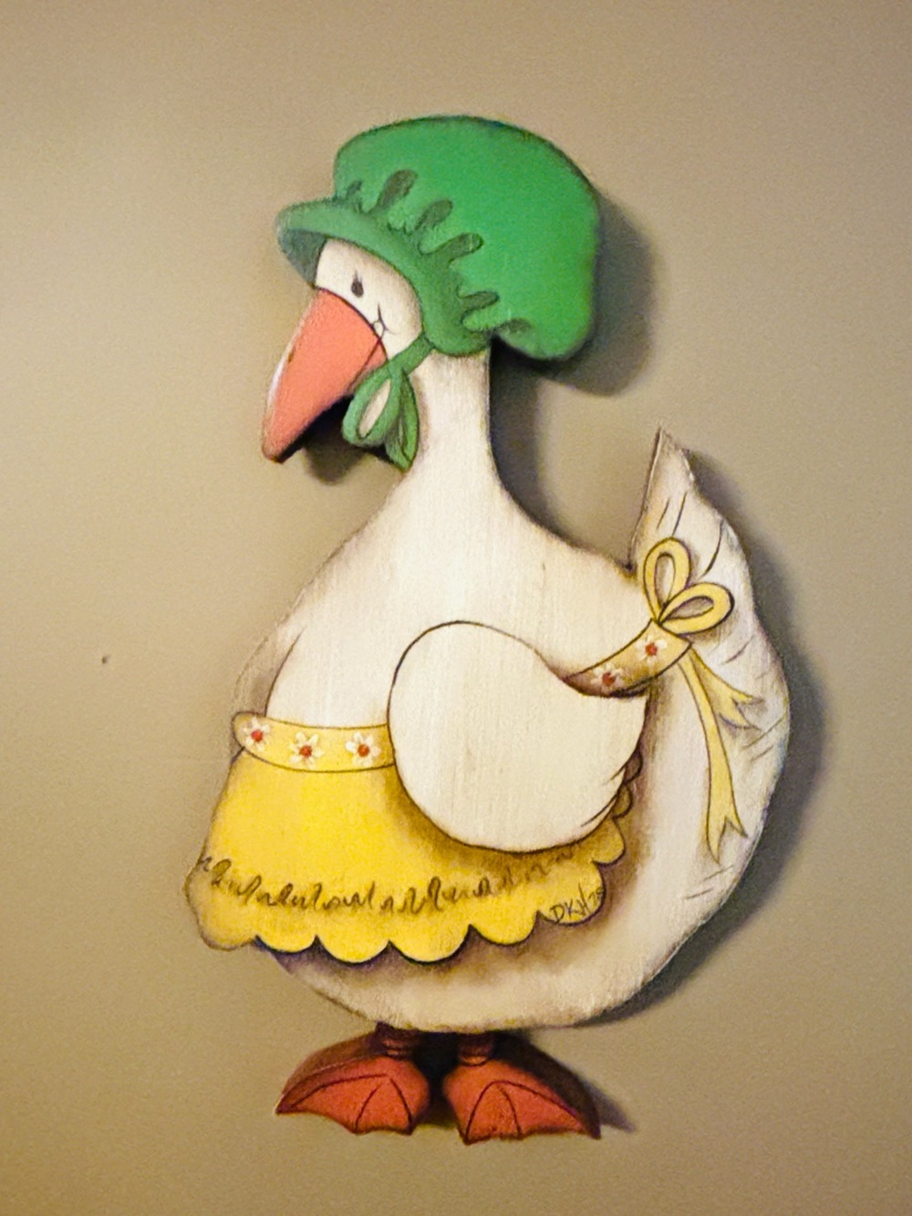 Cottage Core  Goose Green & Yellow Folk Art Décor